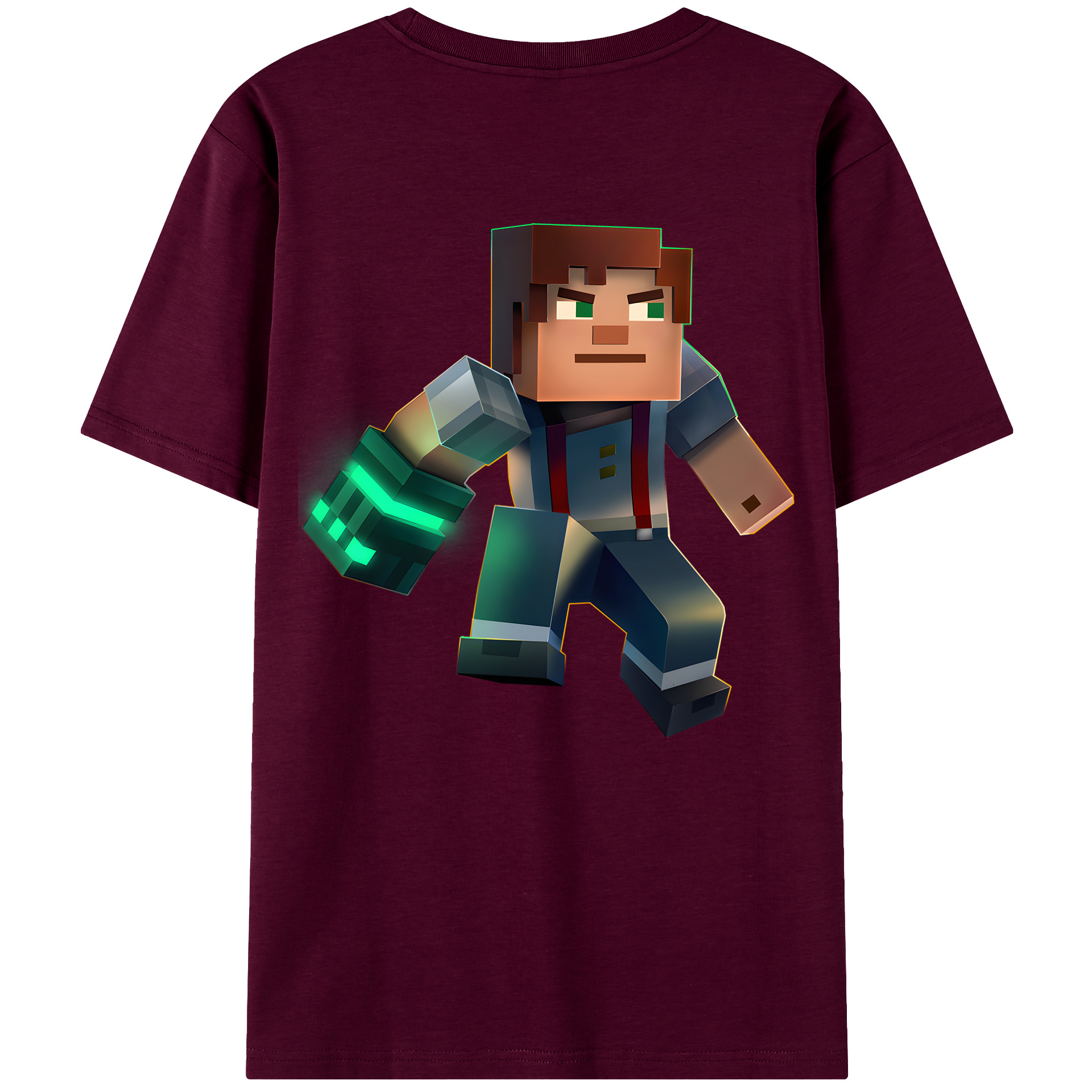 （画像用） マインクラフト ブロックの世界 Minecraft MC Block world レディース半袖Tシャツ(バックプリント)